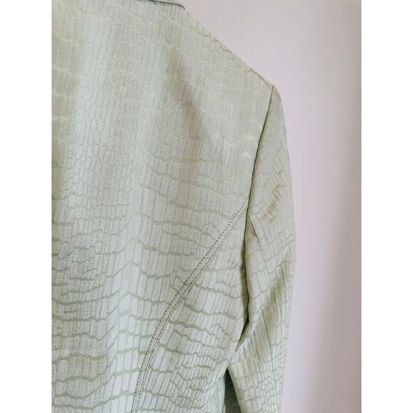 Vintage 90s Alberto Makali Bolero Jacket Pastel Green Cropped Suit Jacket Size 2 - Picture 9 of 12